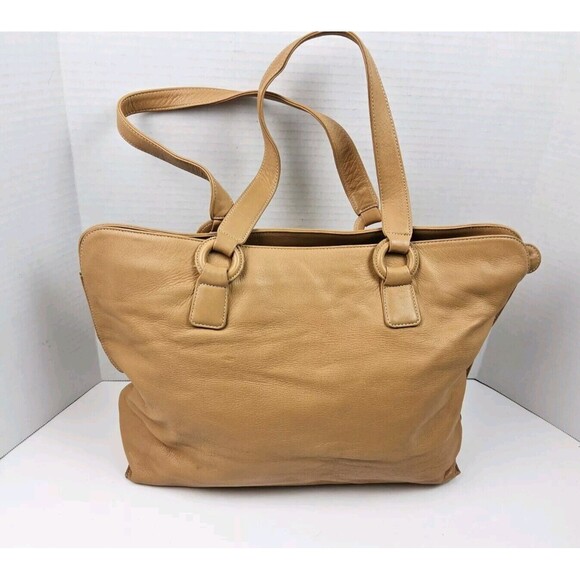 Kitamura Leather Tote Shoulder Handbag Purse Tan - Picture 1 of 8